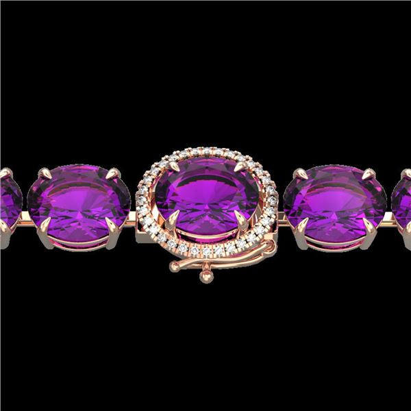 78 ctw Amethyst & Micro VS/SI Diamond Bracelet 14k Rose Gold - REF-218F2M