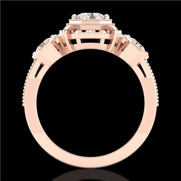 1.01 ctw VS/SI Diamond Solitaire Art Deco 3 Stone Ring 18k Rose Gold - REF-170W9H