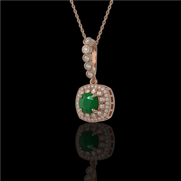 2.55 ctw Certified Emerald & Diamond Victorian Necklace 14K Rose Gold - REF-100M2G