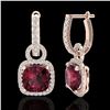 Image 2 : 7 ctw Garnet & Micro Pave VS/SI Diamond Earrings 14k Rose Gold - REF-92N2F