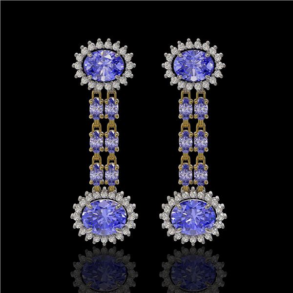 9.01 ctw Tanzanite & Diamond Earrings 14K Yellow Gold - REF-227X3A