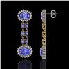 Image 2 : 9.01 ctw Tanzanite & Diamond Earrings 14K Yellow Gold - REF-227X3A