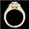 Image 2 : 1.7 ctw Certified Diamond Solitaire Halo Ring 10k Yellow Gold - REF-225G2W
