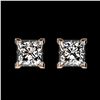 Image 1 : 1 ctw Certified VS/SI Quality Princess Diamond Stud Earrings 10k Rose Gold - REF-120A3N