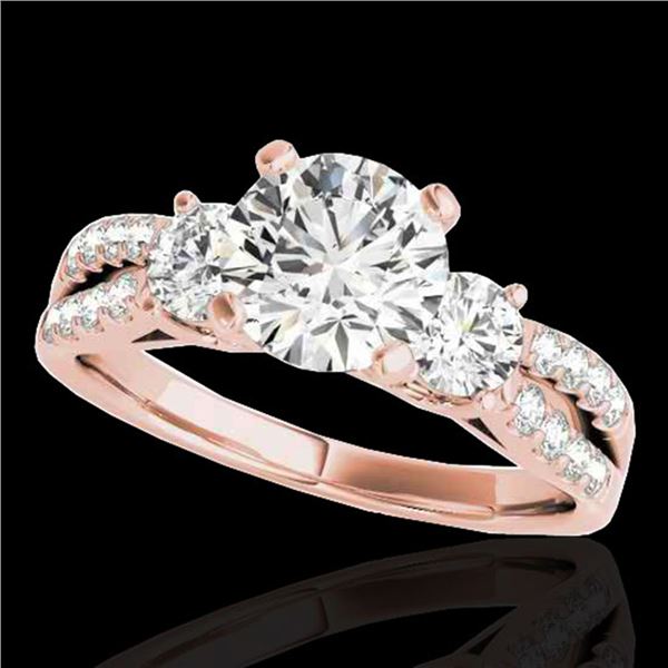1.75 ctw Certified Diamond 3 Stone Ring 10k Rose Gold - REF-271W4H