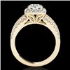 Image 2 : 2 ctw Certified Diamond Solitaire Halo Ring 10k Yellow Gold - REF-204Y5X