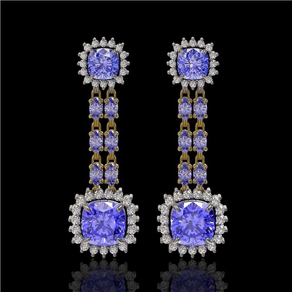 20.06 ctw Tanzanite & Diamond Earrings 14K Yellow Gold - REF-469M6G