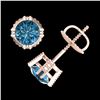 Image 3 : 1.07 ctw Fancy Intense Blue Diamond Art Deco Earrings 18k Rose Gold - REF-143N6F