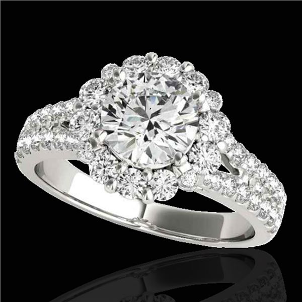 2.01 ctw Certified Diamond Solitaire Halo Ring 10k White Gold - REF-225Y2X