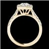 Image 2 : 2 ctw Certified Diamond Solitaire Halo Ring 10k Yellow Gold - REF-218R2K