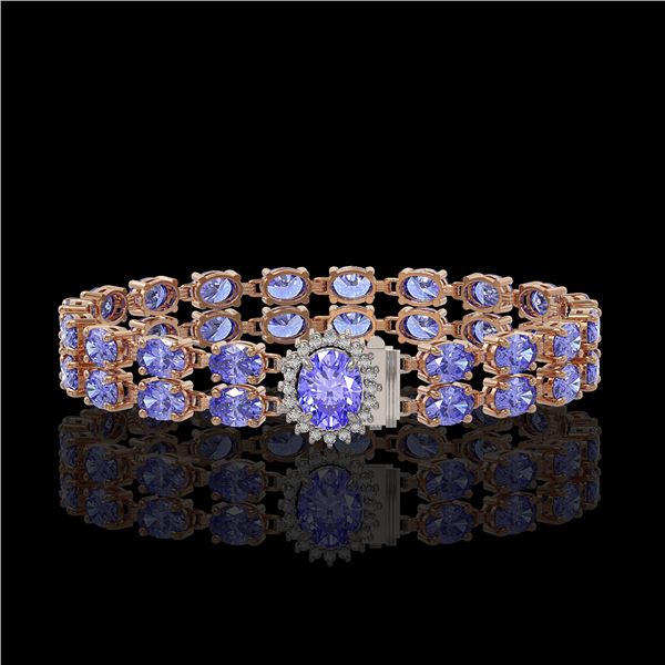 16.37 ctw Tanzanite & Diamond Bracelet 14K Rose Gold - REF-263G6W