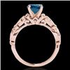 Image 2 : 1.1 ctw SI Certified Fancy Blue Diamond Antique Ring 10k Rose Gold - REF-117W3H