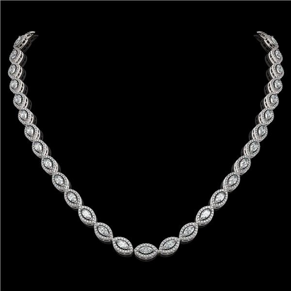 15.74 ctw Marquise Cut Diamond Micro Pave Necklace 18K White Gold - REF-1363F3M
