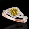 Image 1 : 1.54 ctw Certified SI/I Fancy Intense Yellow Diamond Ring 10k Rose Gold - REF-204X5A