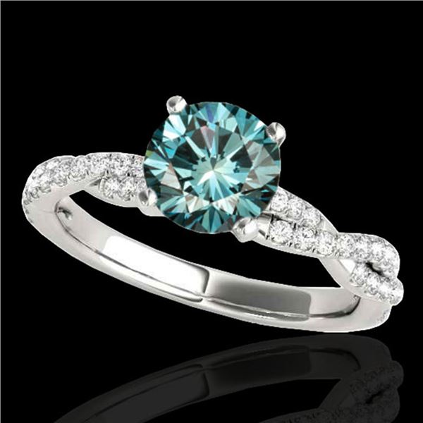 1.25 ctw SI Certified Fancy Blue Diamond Solitaire Ring 10k White Gold - REF-114Y4X