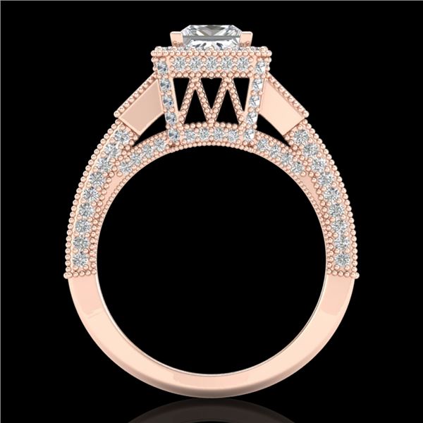 3.53 ctw Princess VS/SI Diamond Micro Pave 3 Stone Ring 18k Rose Gold - REF-540A9N