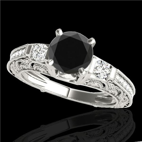 1.63 ctw Certified VS Black Diamond Solitaire Antique Ring 10k White Gold - REF-56N2F