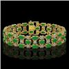 Image 1 : 25.85 ctw Jade & Diamond Bracelet 10K Yellow Gold - REF-227A3N