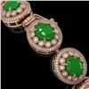 Image 3 : 44.77 ctw Jade & Diamond Victorian Bracelet 14K Rose Gold - REF-1184M2G