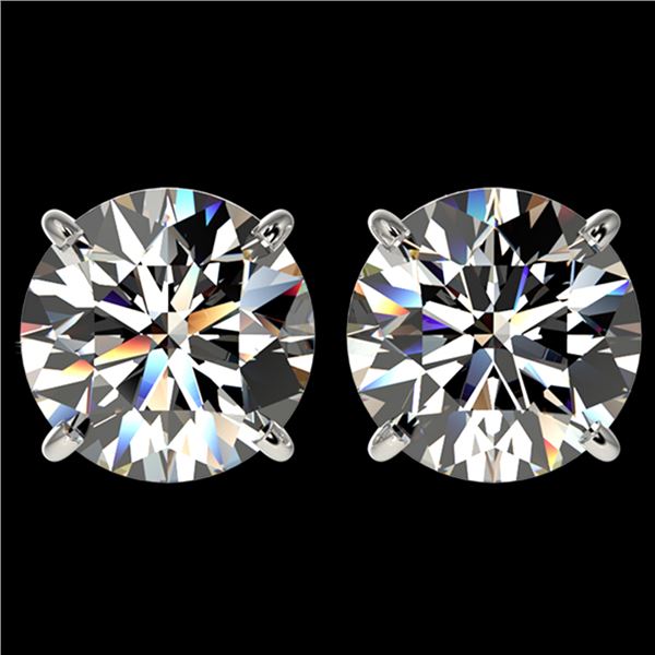 4 ctw Certified Diamond Solitaire Stud Earrings 10k White Gold - REF-862X5A