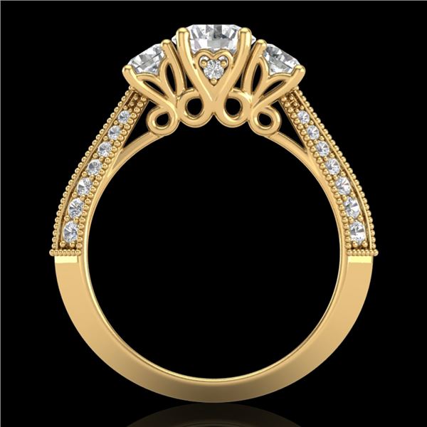 1.81 ctw VS/SI Diamond Art Deco 3 Stone Ring 18k Yellow Gold - REF-225X2A