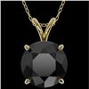 Image 1 : 2.50 ctw Fancy Black Diamond Solitaire Necklace 10k Yellow Gold - REF-60X3A
