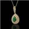 Image 1 : 4.97 ctw Certified Emerald & Diamond Victorian Necklace 14K Yellow Gold - REF-178M2G