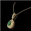 Image 3 : 4.97 ctw Certified Emerald & Diamond Victorian Necklace 14K Yellow Gold - REF-178M2G