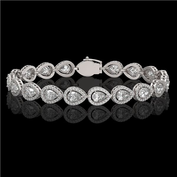 12.38 ctw Pear Cut Diamond Micro Pave Bracelet 18K White Gold - REF-1702H8R