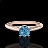 Image 2 : 0.40 ctw Intense Blue Diamond Engagment Art Deco Ring 18k Rose Gold - REF-60M2G
