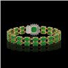 Image 3 : 12.93 ctw Jade & Diamond Bracelet 14K Yellow Gold - REF-245H5R