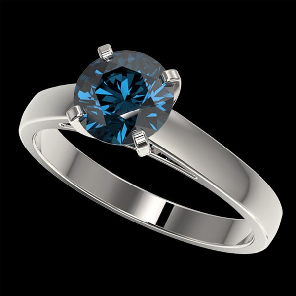 1.46 ctw Certified Intense Blue Diamond Engagment Ring 10k White Gold - REF-171G8W