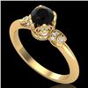 Image 1 : 1 ctw Fancy Black Diamond Engagment Art Deco Ring 18k Yellow Gold - REF-80Y2X