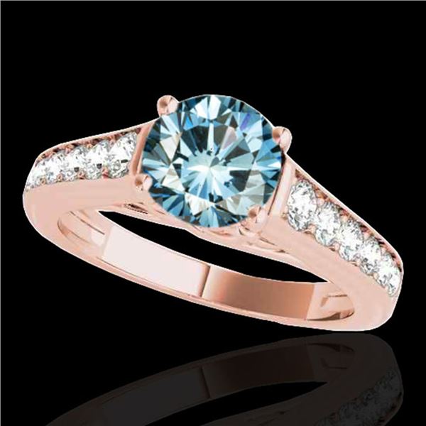 1.5 ctw SI Certified Fancy Blue Diamond Solitaire Ring 10k Rose Gold - REF-126H8R