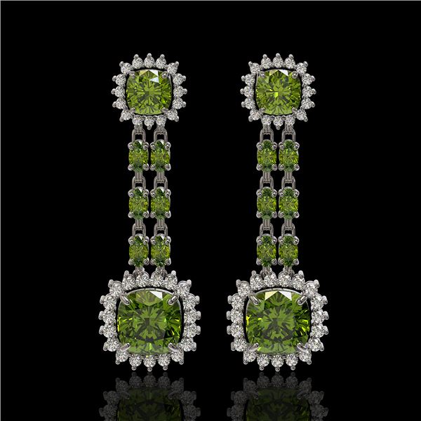 18.38 ctw Tourmaline & Diamond Earrings 14K White Gold - REF-416R9K