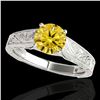 Image 1 : 1 ctw Certified SI/I Fancy Intense Yellow Diamond Ring 10k White Gold - REF-177R3K
