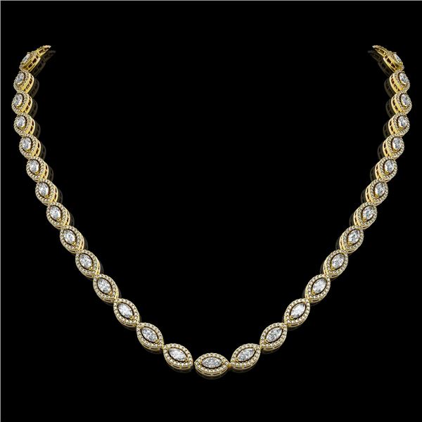 15.74 ctw Marquise Cut Diamond Micro Pave Necklace 18K Yellow Gold - REF-1363H3R
