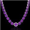 Image 2 : 175 ctw Amethyst & Diamond Micro Eternity Necklace 14k White Gold - REF-483M6G