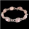 Image 2 : 22 ctw Morganite & Micro VS/SI Diamond Bracelet 14k Rose Gold - REF-575X5A