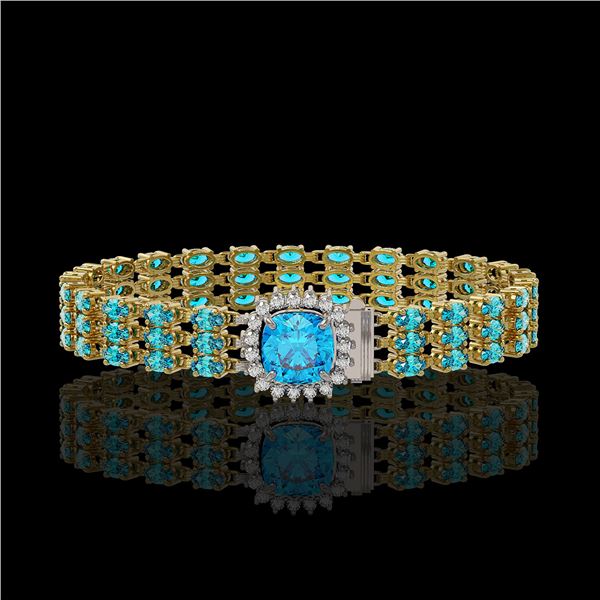 29.89 ctw Swiss Topaz & Diamond Bracelet 14K Yellow Gold - REF-281K8Y