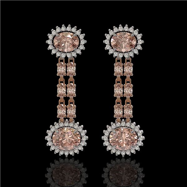 8.35 ctw Morganite & Diamond Earrings 14K Rose Gold - REF-227W3H