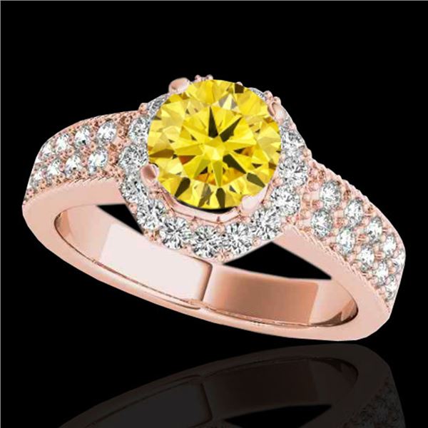1.4 ctw Certified SI/I Fancy Intense Yellow Diamond Ring 10k Rose Gold - REF-204H5R
