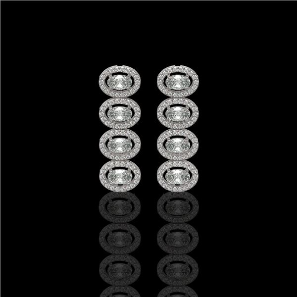 3.84 ctw Oval Cut Diamond Micro Pave Earrings 18K White Gold - REF-334Y6X