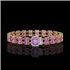 Image 1 : 13.83 ctw Amethyst & Diamond Bracelet 14K Yellow Gold - REF-236G4W