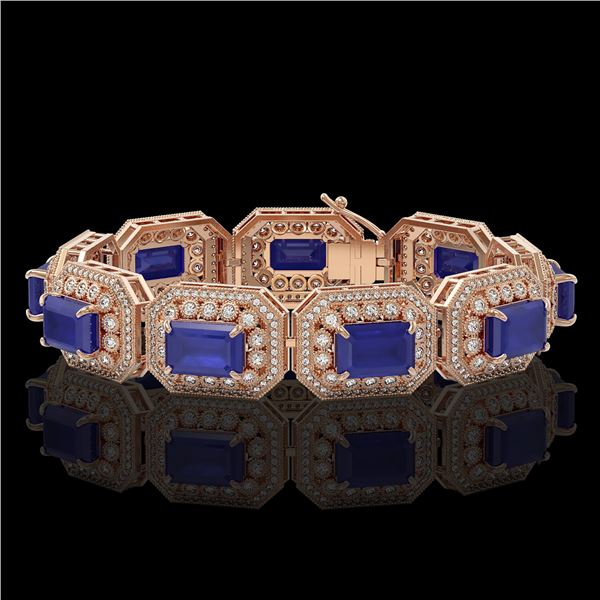 61.92 ctw Sapphire & Diamond Victorian Bracelet 14K Rose Gold - REF-1288Y4X