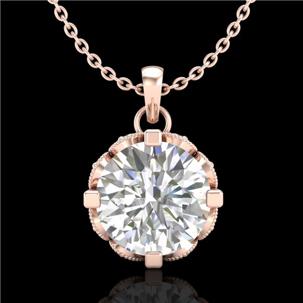 1.5 ctw VS/SI Diamond Solitaire Art Deco Stud Necklace 18k Rose Gold - REF-363X5A