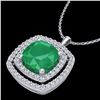 Image 2 : 2.52 ctw Emerald & Micro Pave VS/SI Diamond Necklace 18k White Gold - REF-76H4R
