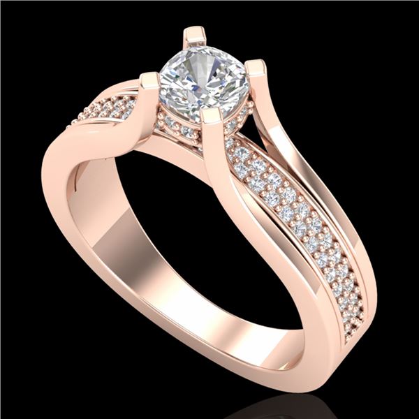 1.01 ctw Cushion VS/SI Diamond Micro Pave Ring 18k Rose Gold - REF-174Y5X