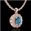 Image 3 : 1.15 ctw Fancy Intense Blue Diamond Art Deco Necklace 18k Rose Gold - REF-218Y2X