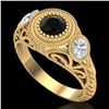 Image 1 : 1.06 ctw Fancy Black Diamond Art Deco 3 Stone Ring 18k Yellow Gold - REF-123G6W